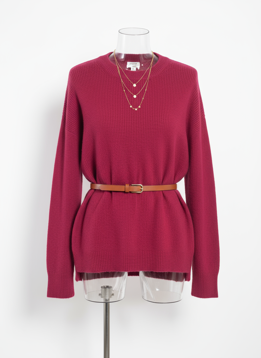 J.Crew luxury blend sweater - Size XL -detail shot showing premium knit quality and rich fuchsia hue