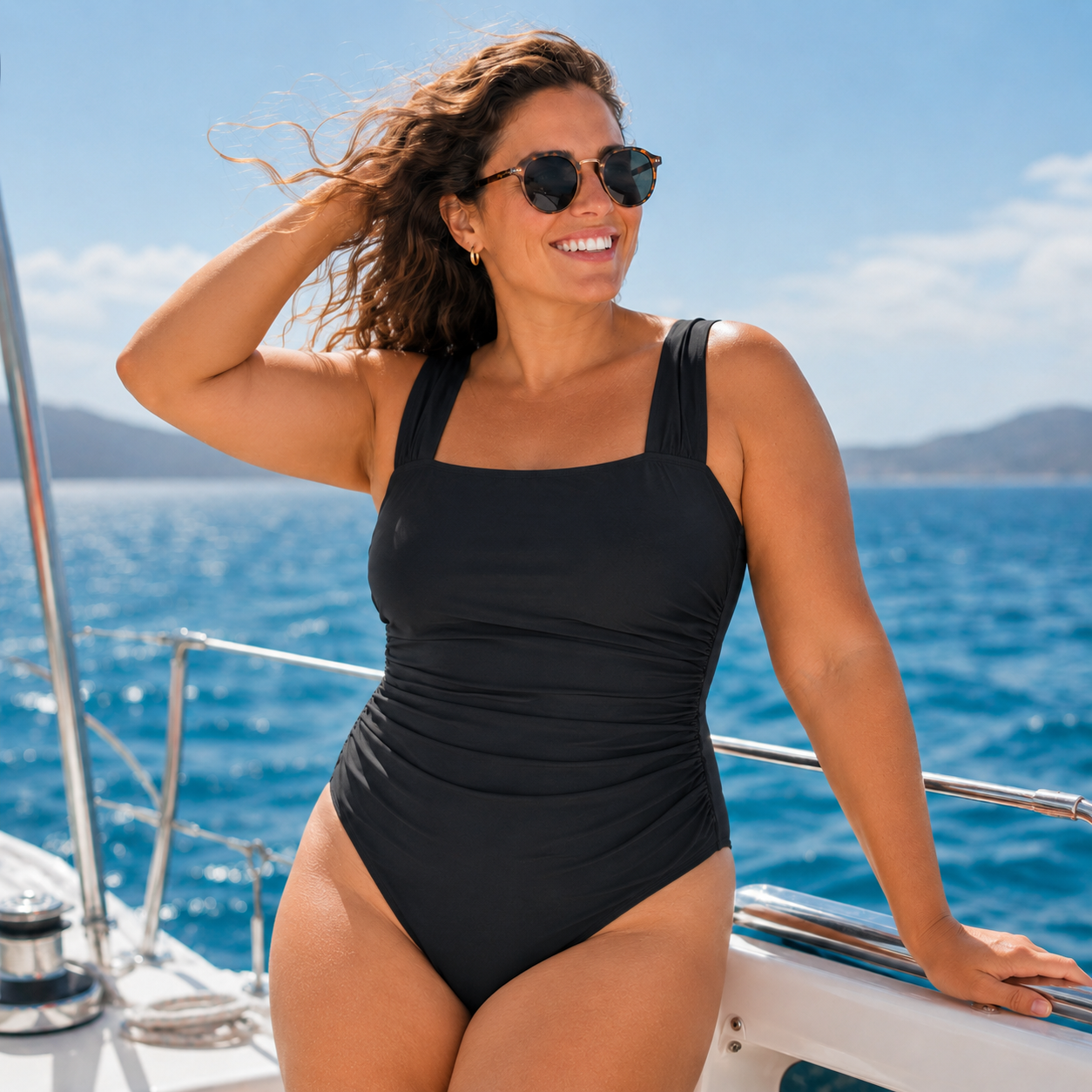 Janela Bay nylon spandex black swimsuit size M from Adored Again boutique