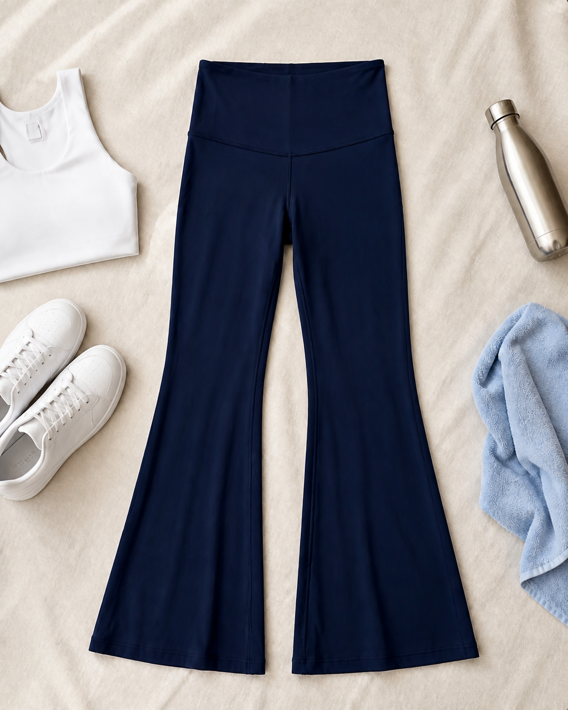Dark navy Lululemon Groove Nulu pant with a super-high-rise waist and full flare leg