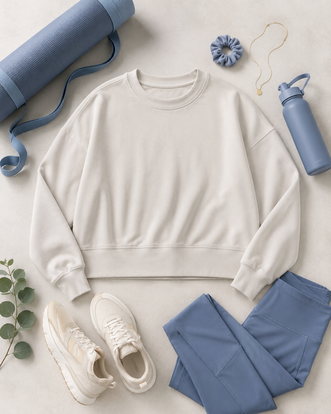 Light ivory Lululemon Perfectly Oversized Cropped Crew featuring smooth Softstreme fabric and a relaxed waist-length silhouette.