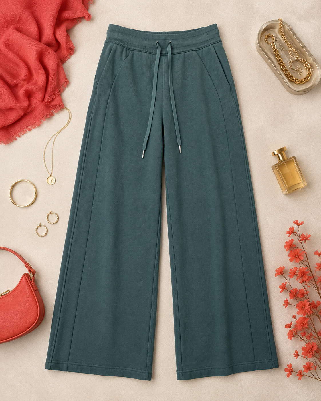 Lululemon Scuba mid-rise wide-leg pants with drawstring waistband