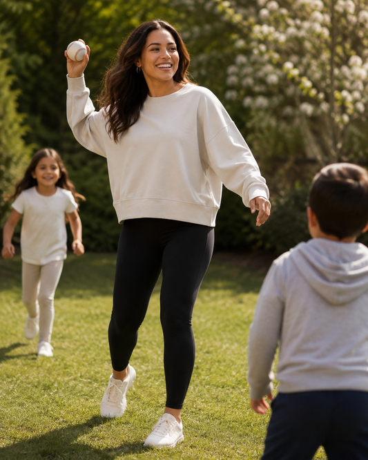 Lululemon Softstreme oversized cropped crewneck sweatshirt in light ivory with dropped shoulders and long sleeves, estimated size 8.