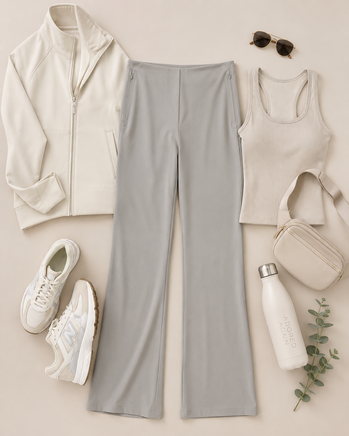 Lululemon neutral taupe gray pants size 6 with slim fit and subtle flare leg