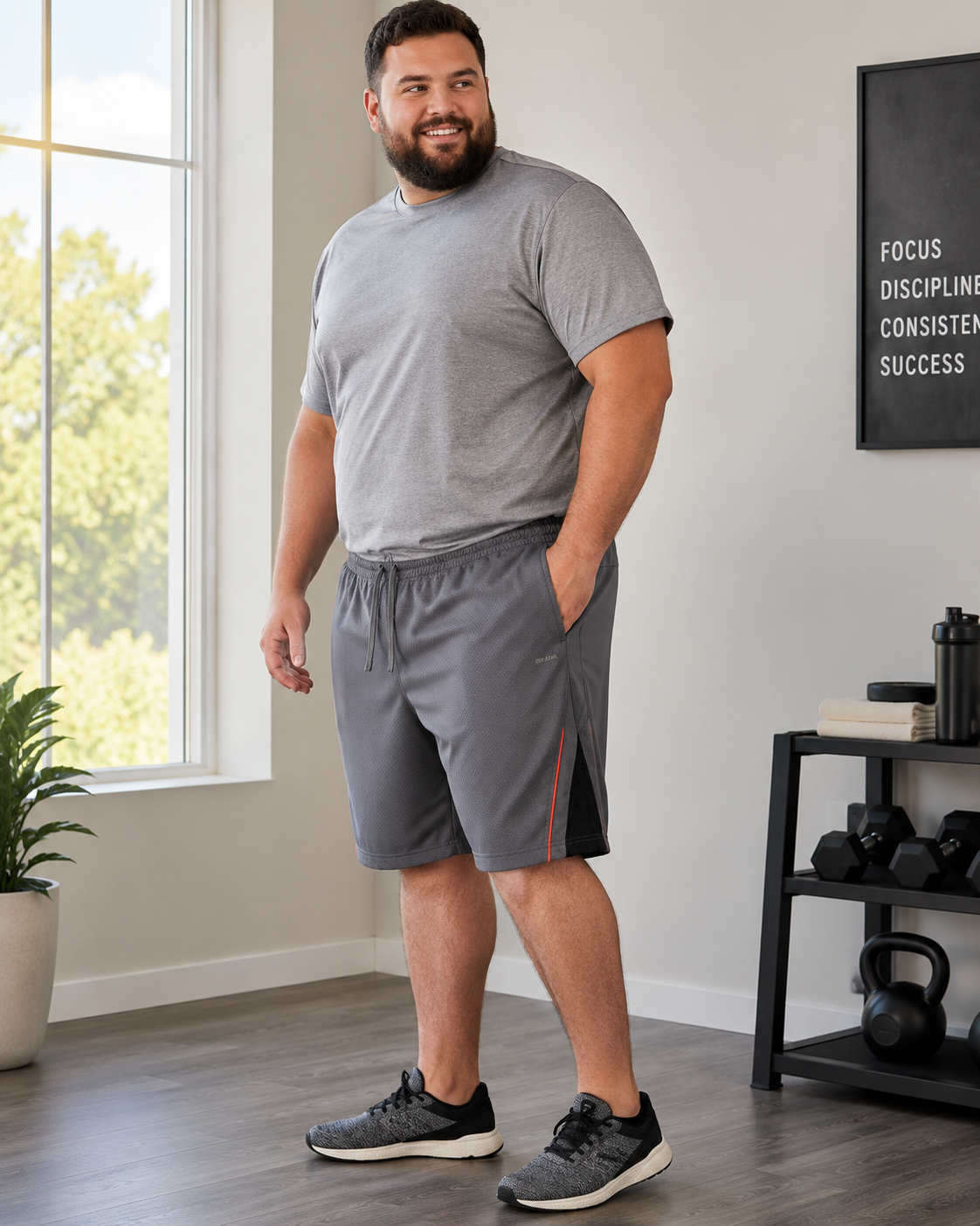 Starter men’s casual active shorts in dark gray and orange size 2XL