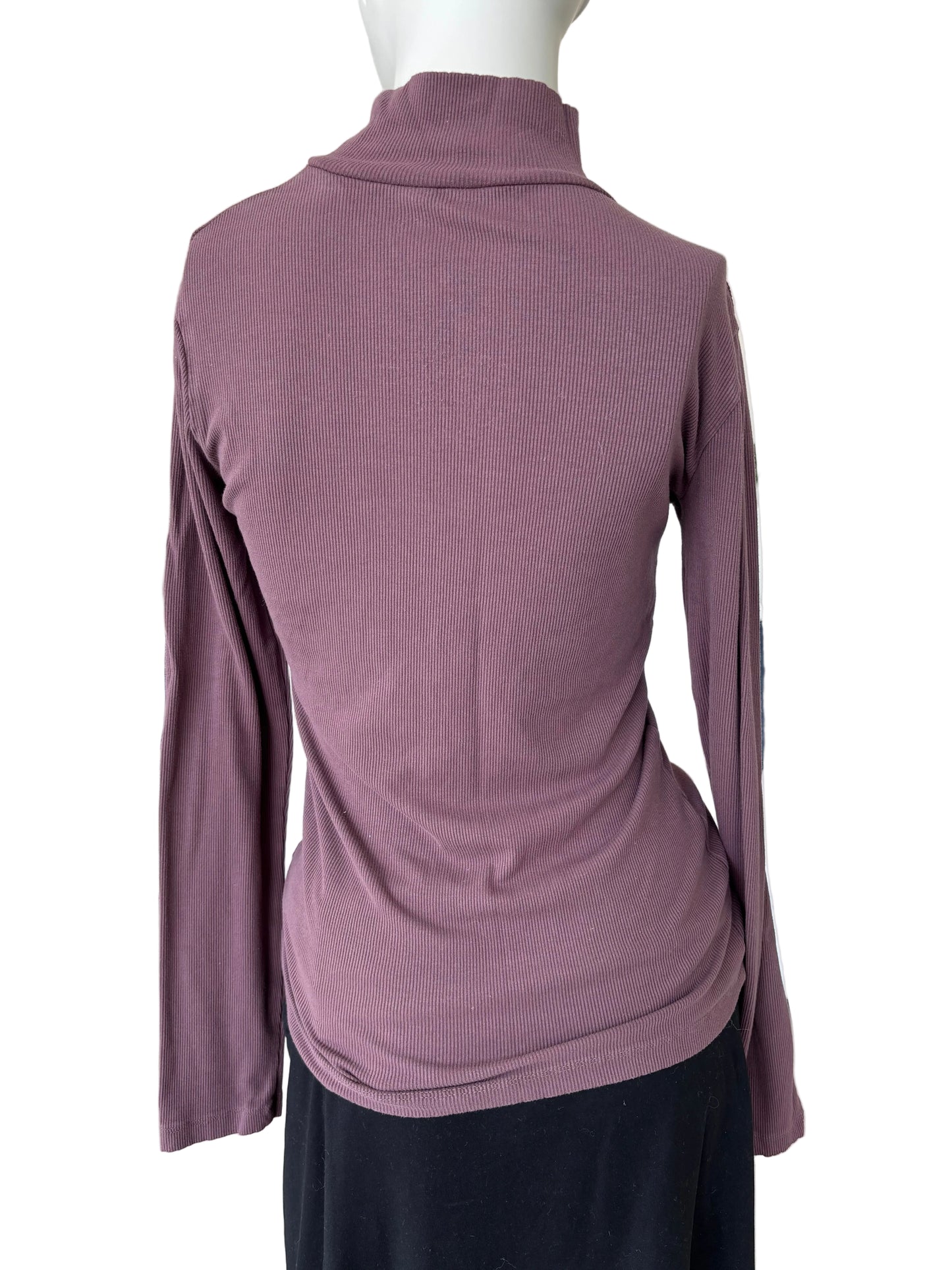MoboB shapely Long Sleeve Ribbed Opaque Shirt back view