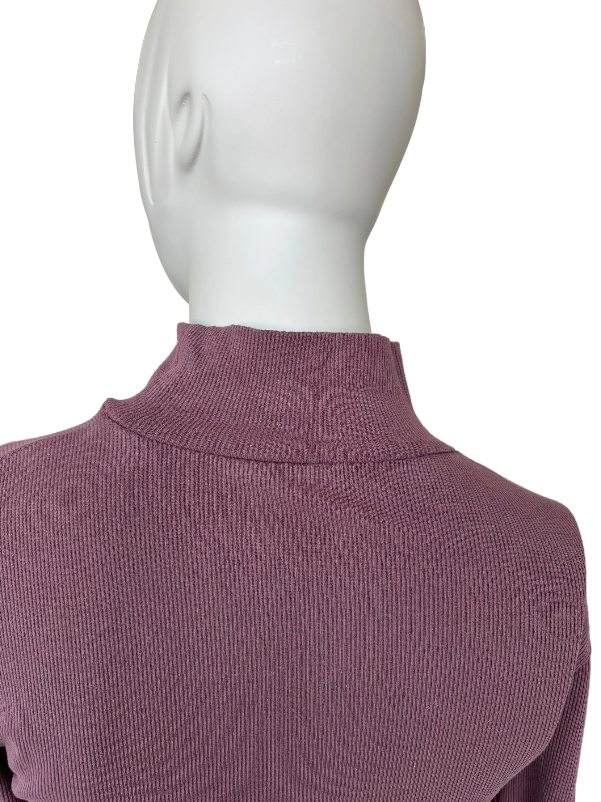 MonoB closeup of mockneck shirt great for under a blazer.