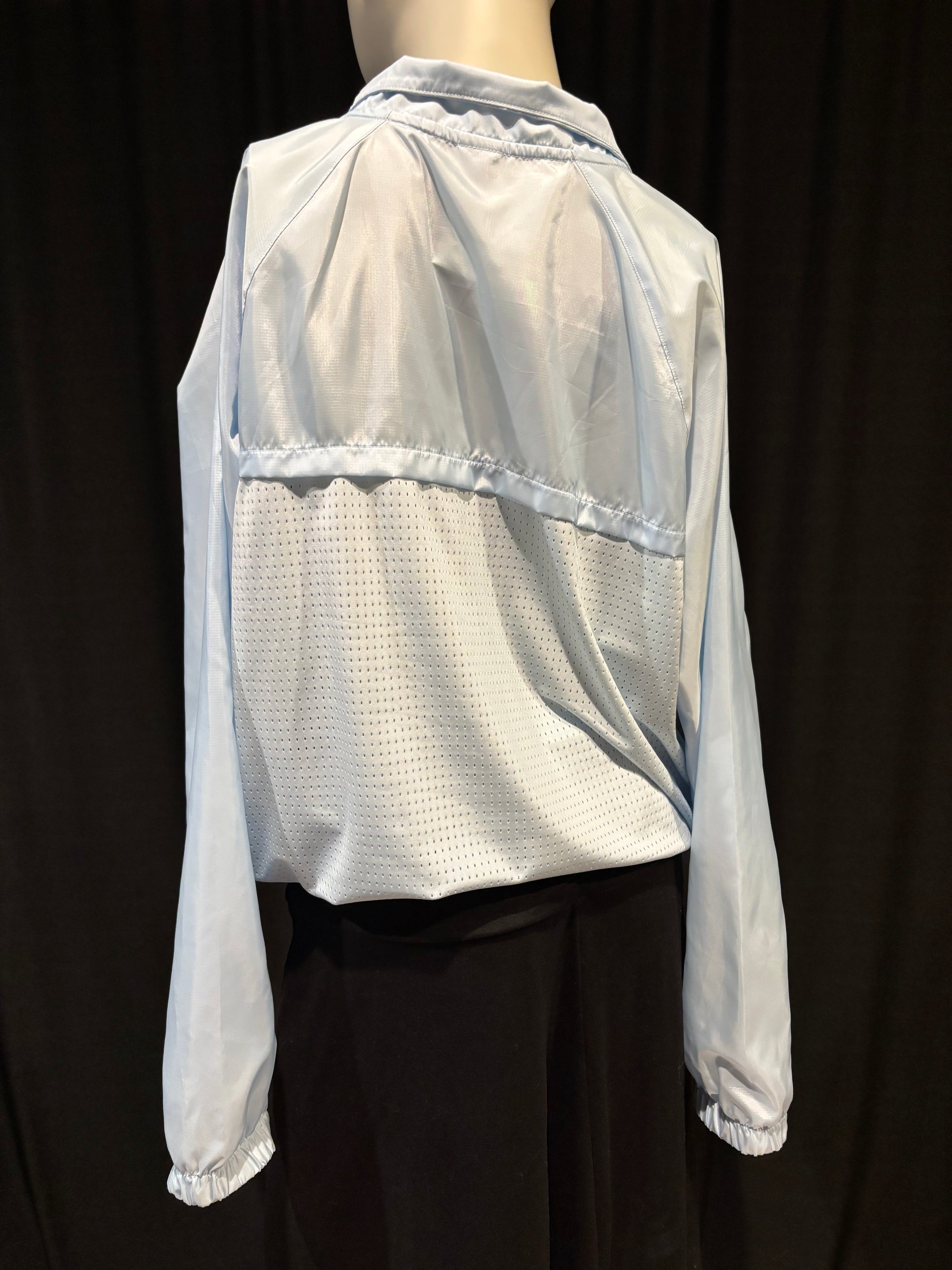 Mono B Windbreaker Jacket Light Blue mesh panel back view size L new with tags