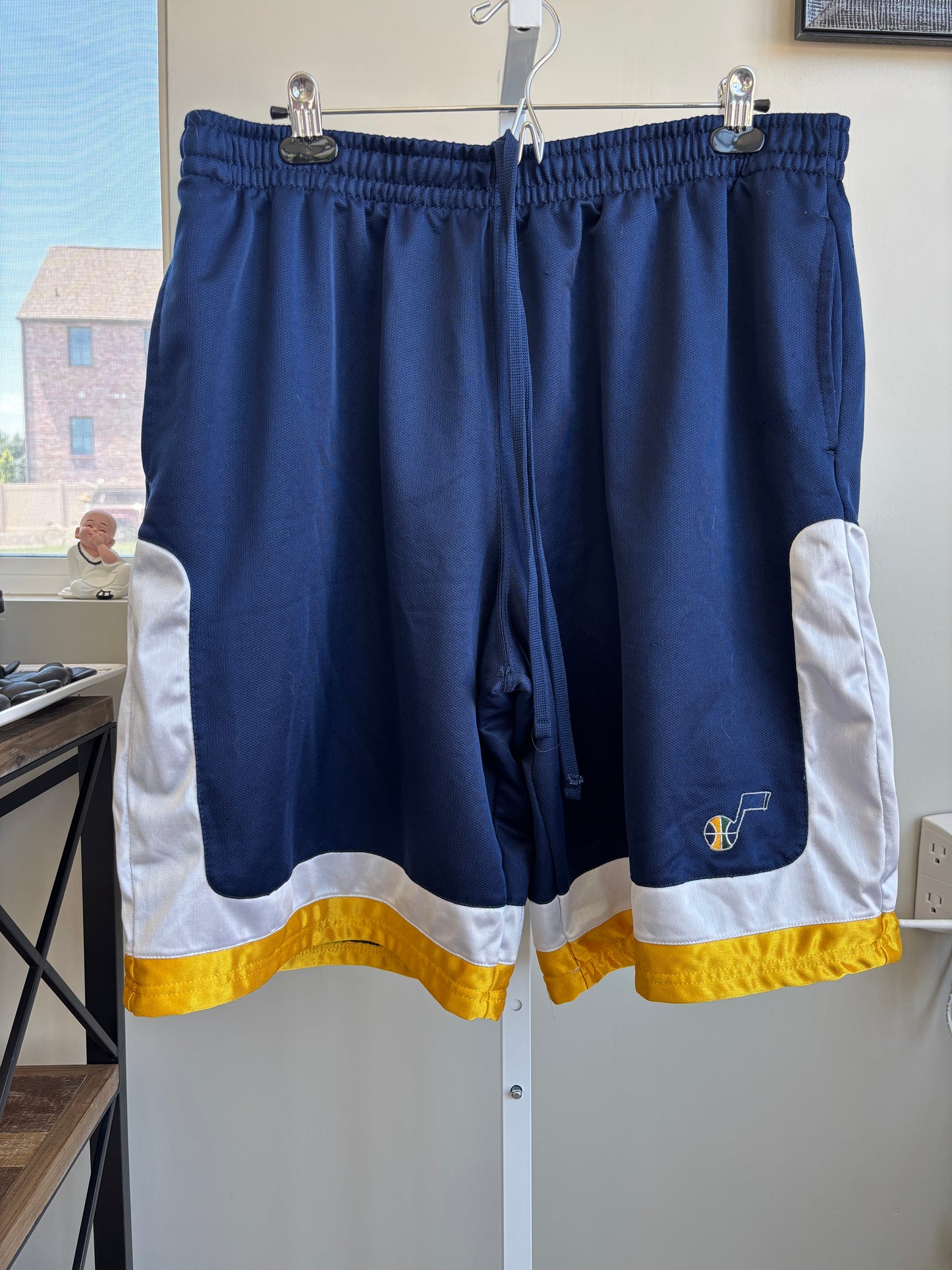 Men’s NBA Utah Jazz polyester athletic shorts size 2XL flat lay