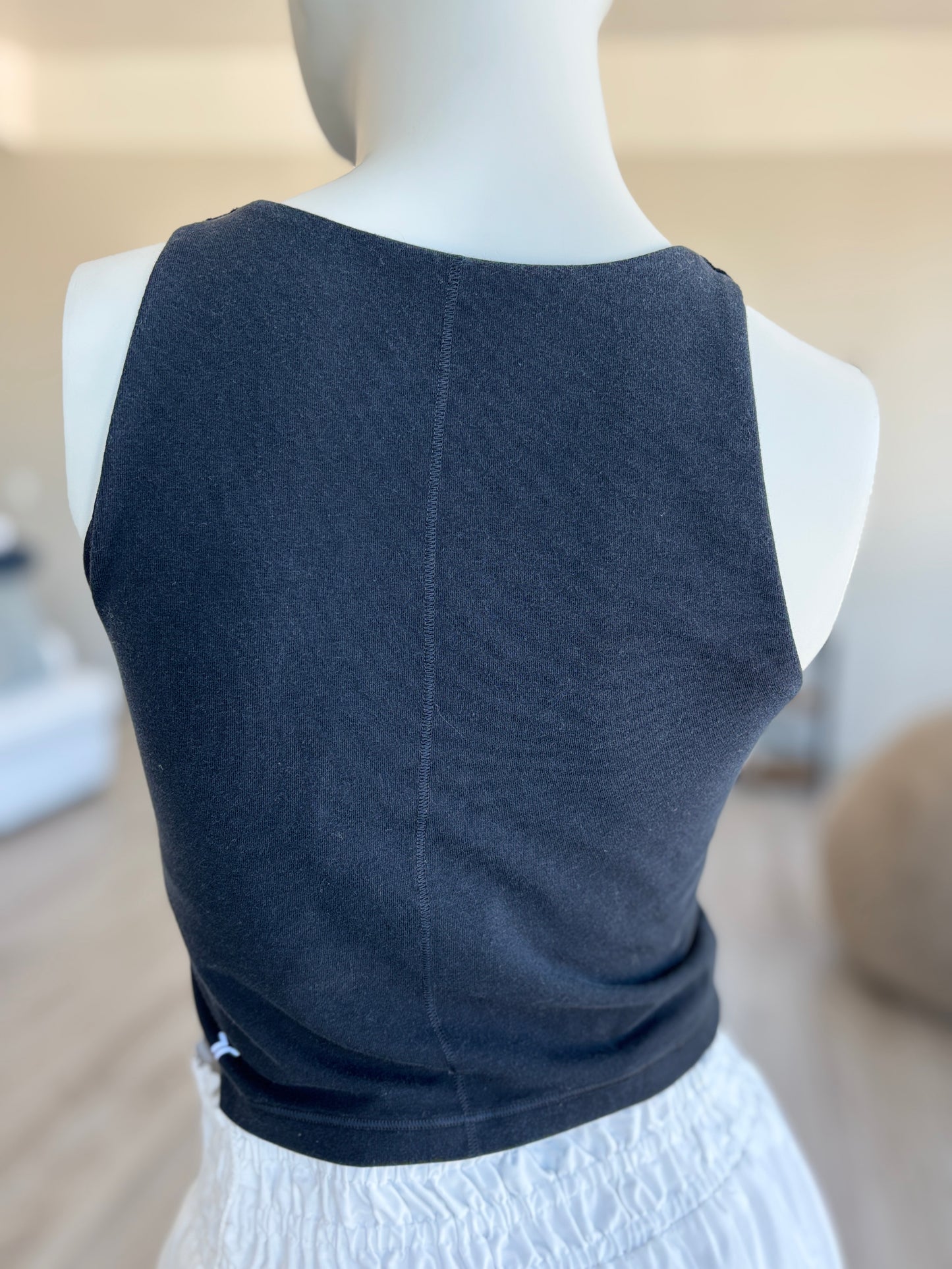 Black Old Navy cropped tank with built-in bra and light support from Adored Again boutique