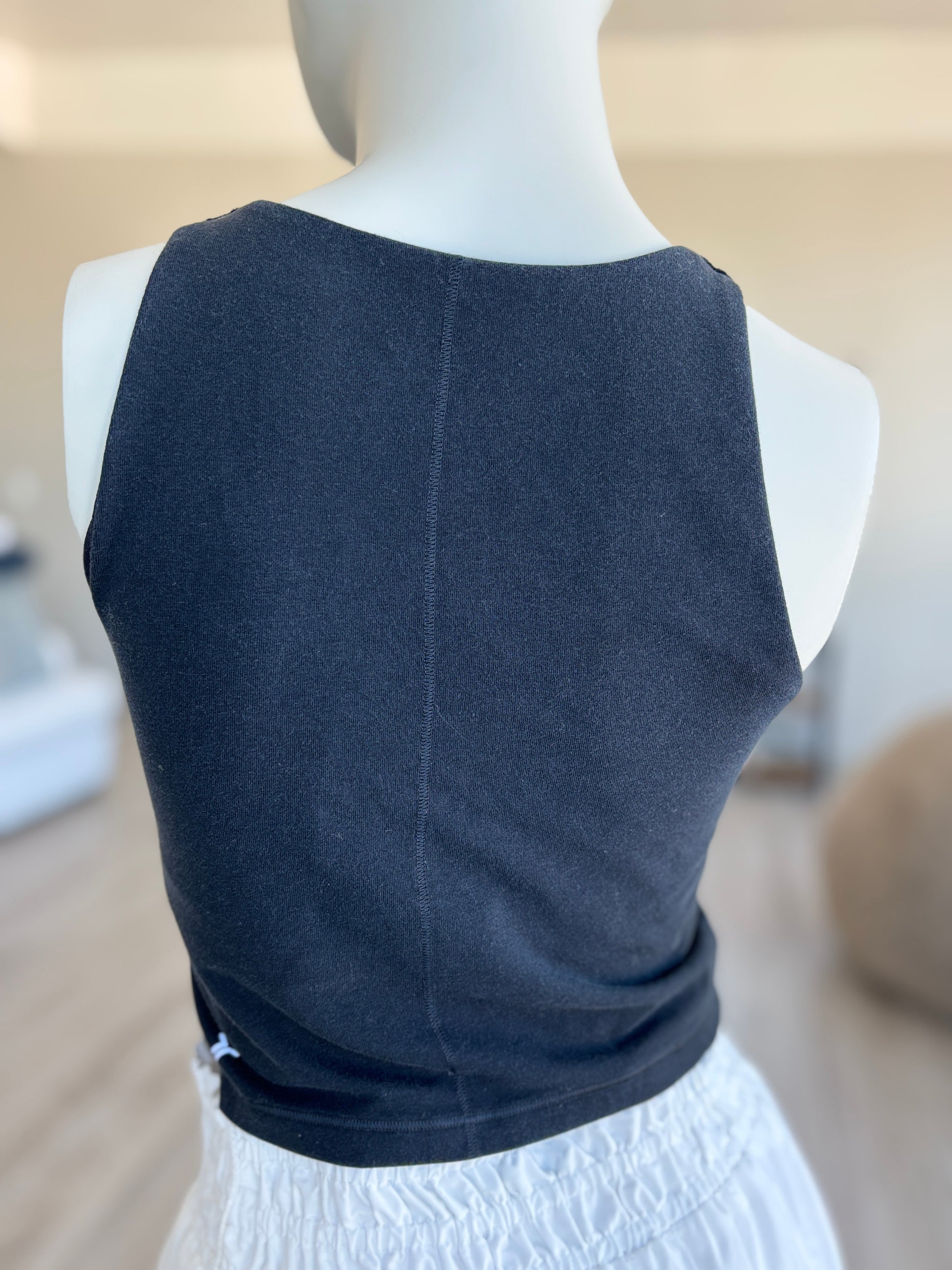 Black Old Navy cropped tank with built-in bra and light support from Adored Again boutique