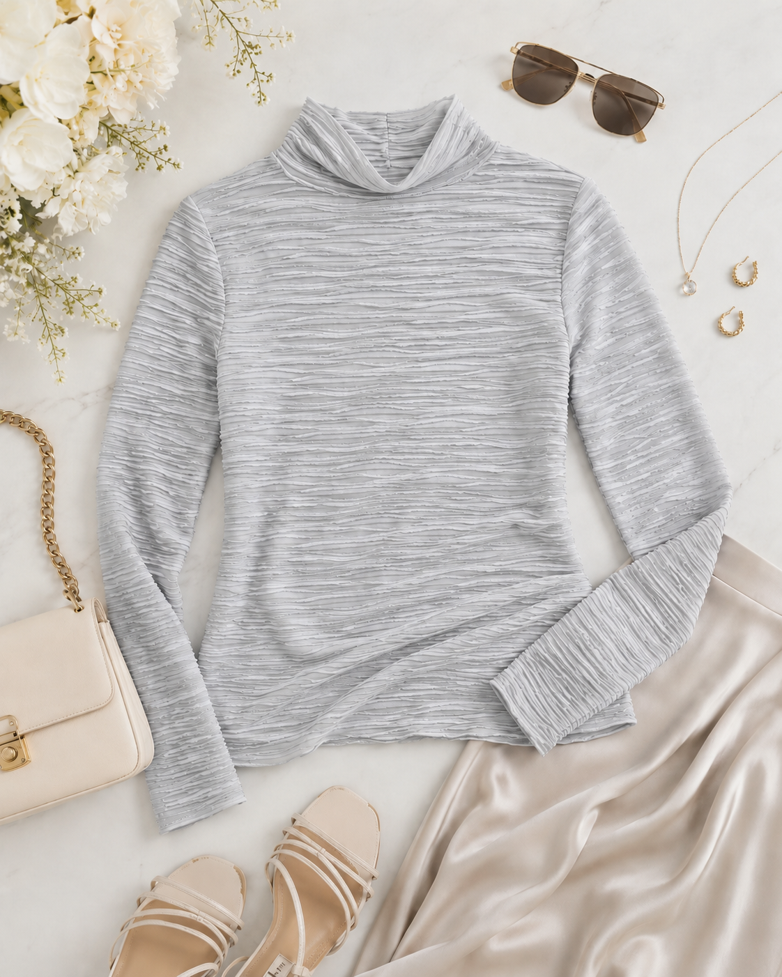 New with tags Pilcro mock neck top in icy gray with metallic shimmer yarn