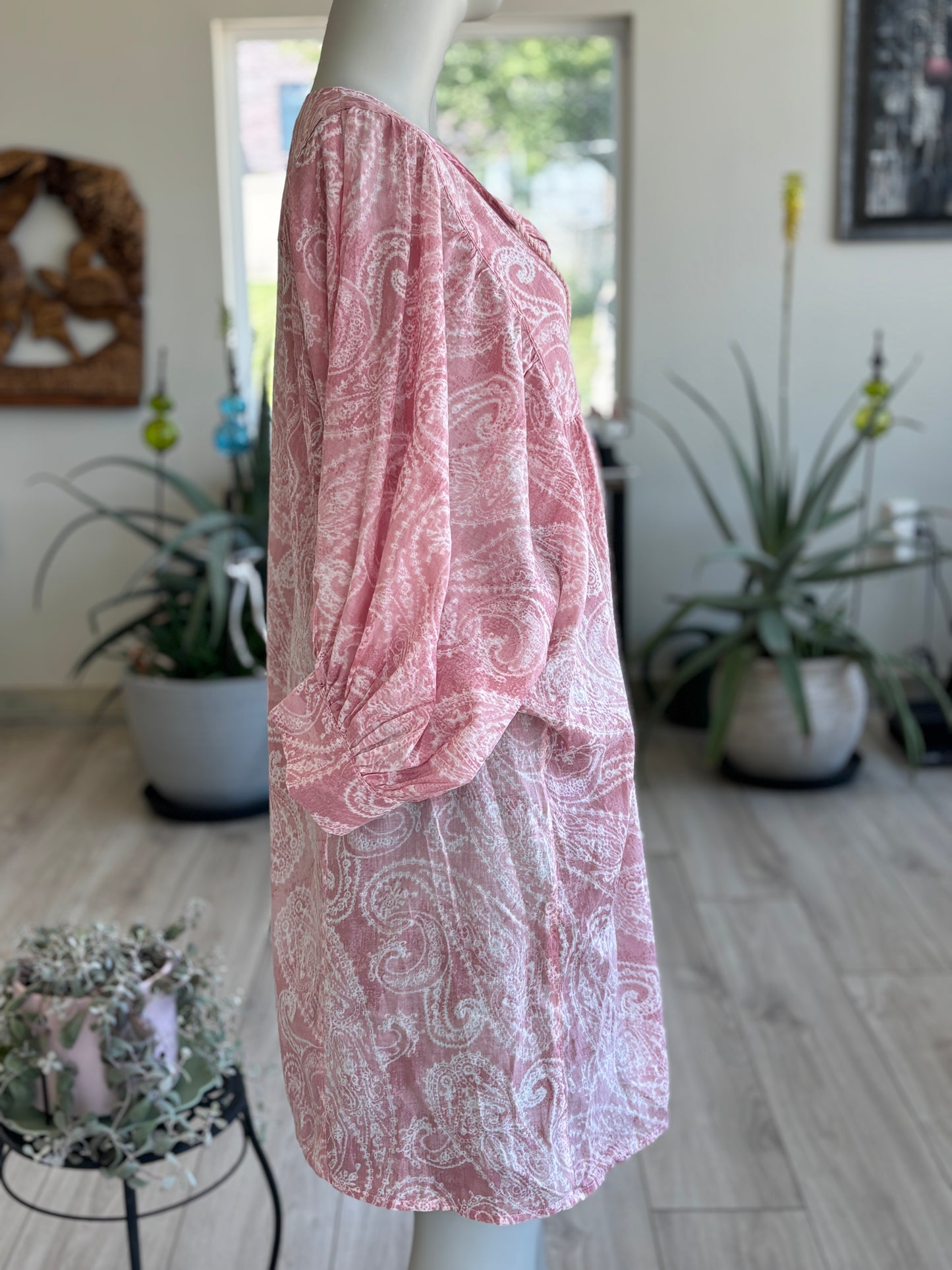 The Moshi lightweight cotton cover up with loose sleeves and feminine beachy silhouette