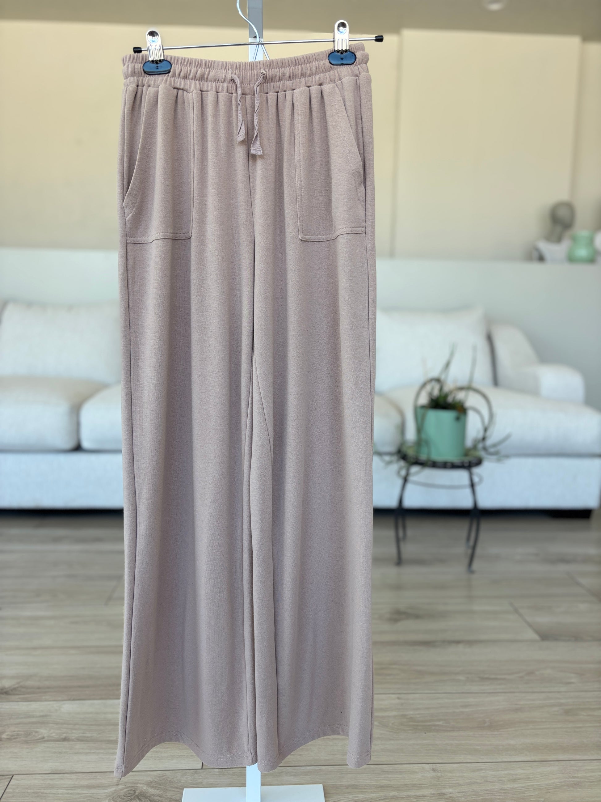 Pink Lily neutral lounge pants size small styled for cozy everyday wear