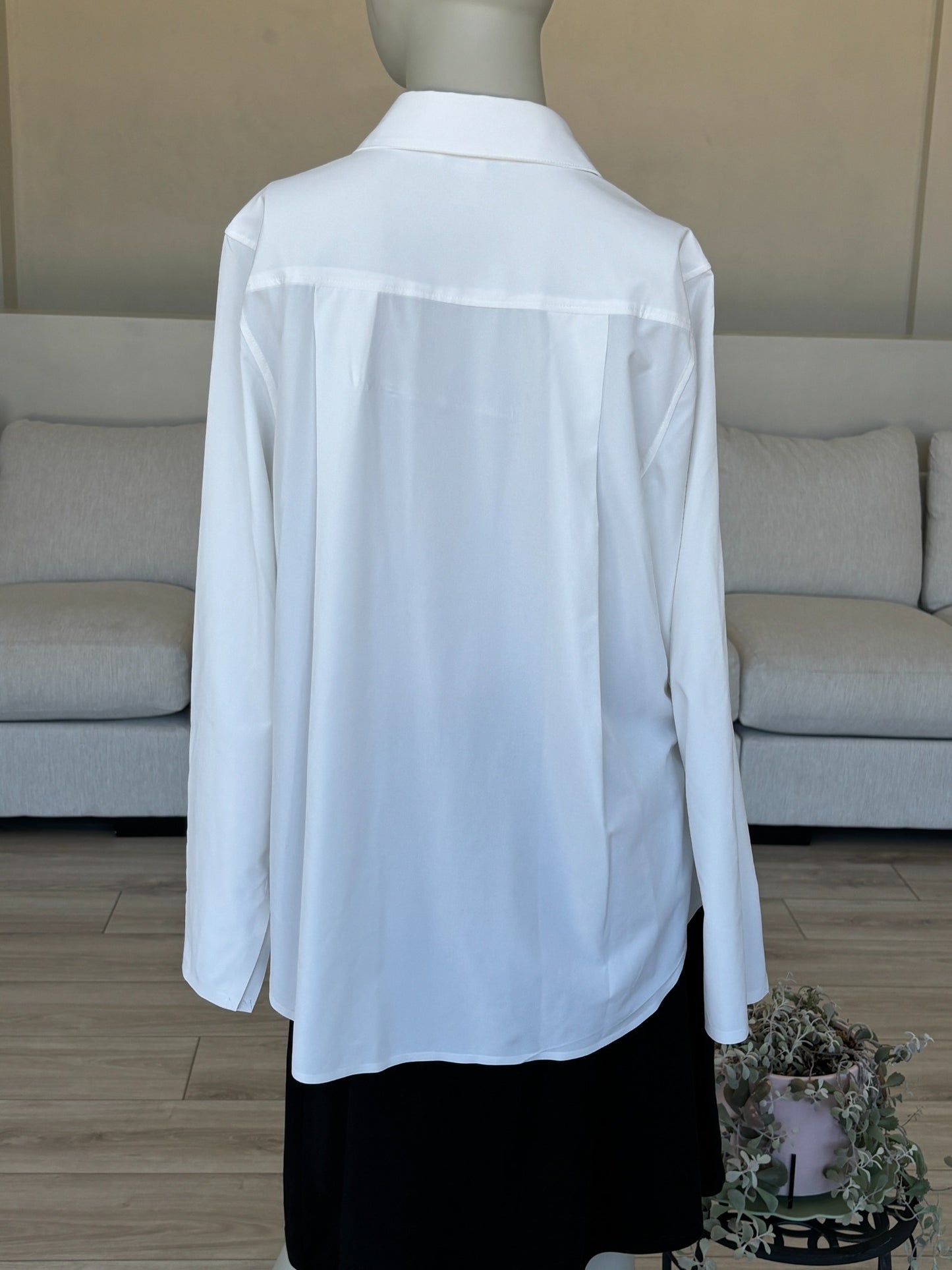 Pistola white long sleeve blouse with hidden button front and relaxed oversized fit