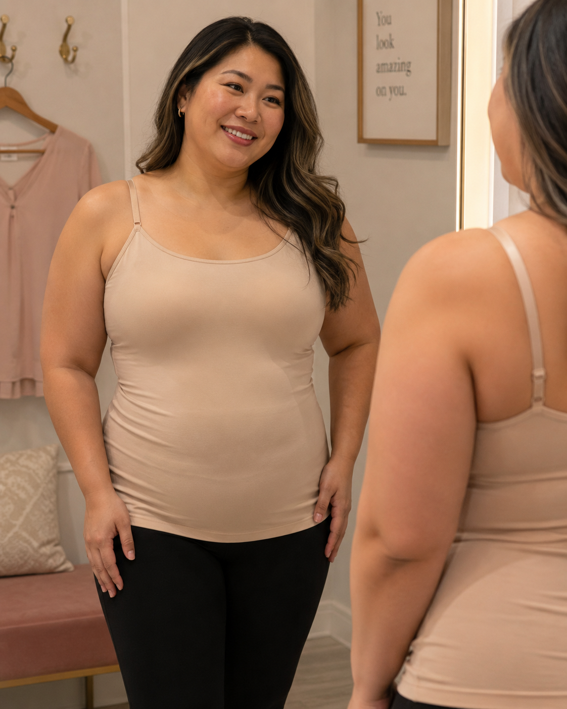 Shapermint Essentials tan smoothing shaping tank top size XL with adjustable silky straps for Adored Again boutique
