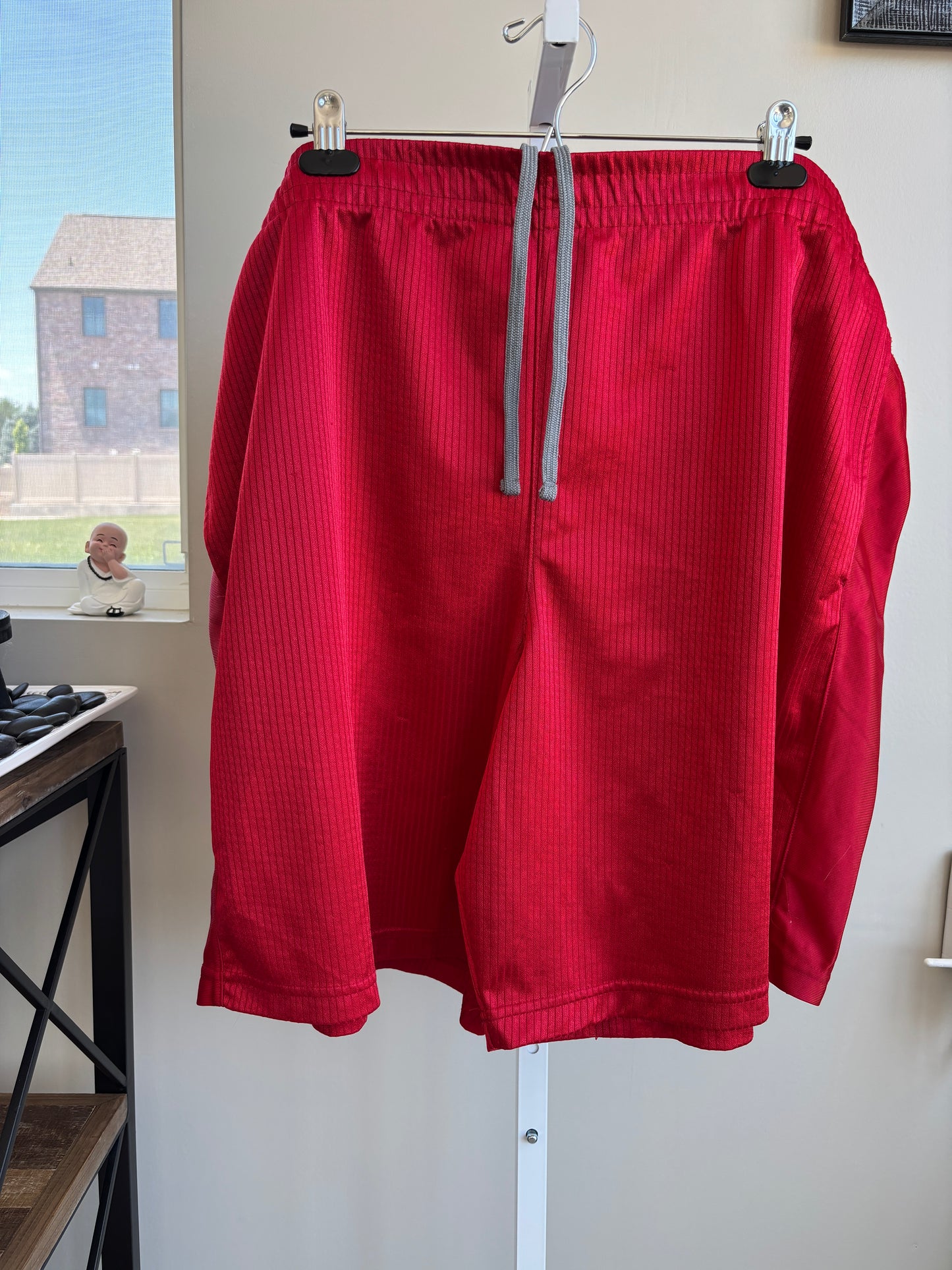 Men’s Starter red gym shorts with gray interior waistband size 2XL