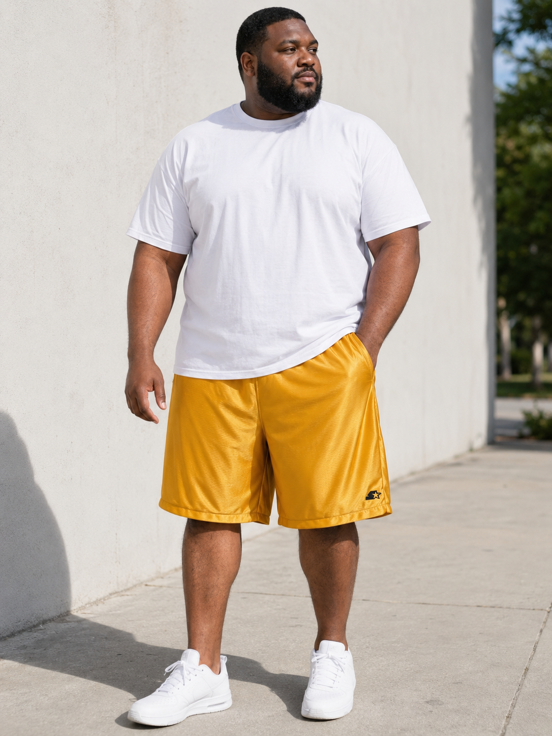Starter men’s reversible-style athletic shorts estimated size 2XL front view