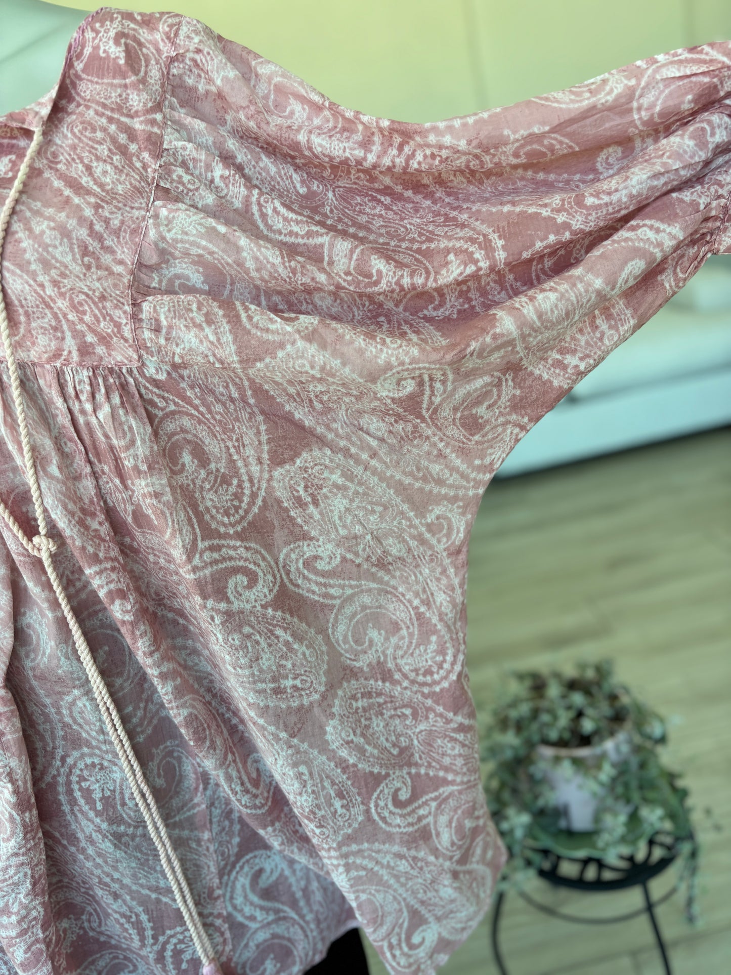 Pre loved pink cotton paisley beach tunic cover up curated by Adored Again