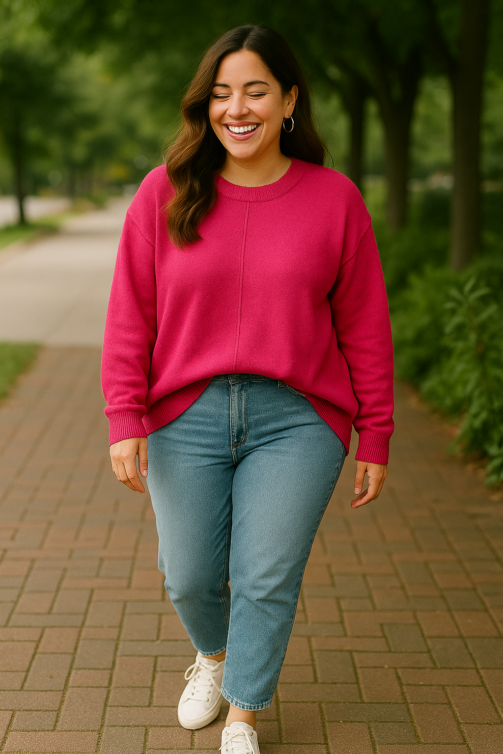  Vince Camuto fuchsia sweater  size XL - movement and drape - tucked in styling - soft