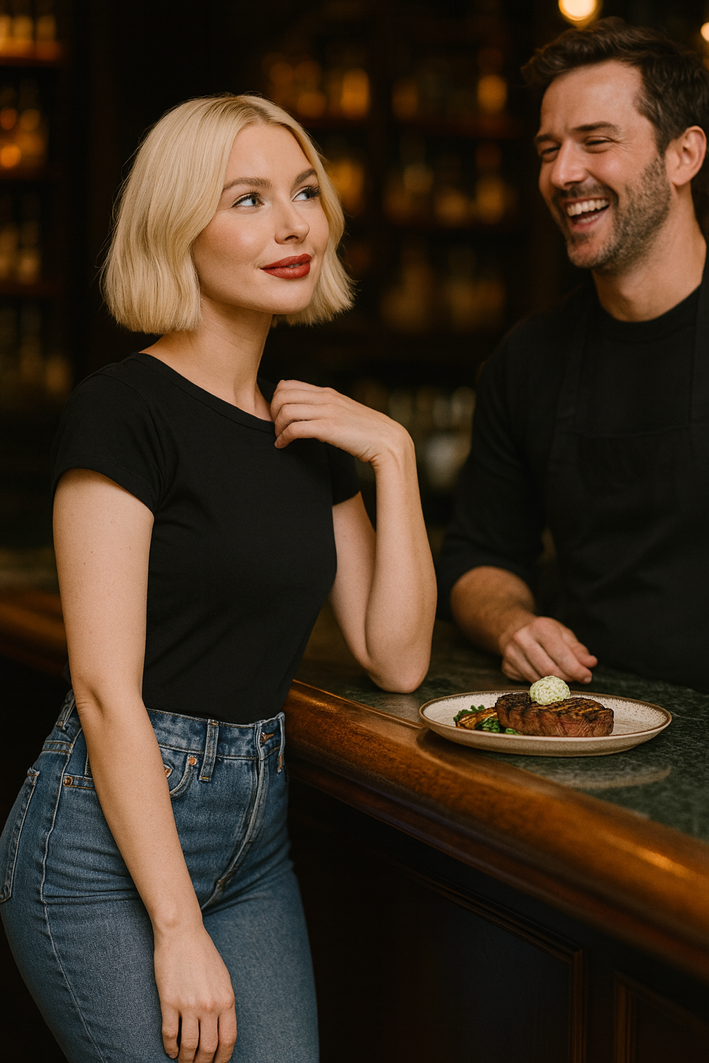  wide-leg jeans Relaxed high-rise denim pants in blue comfortable fit size L