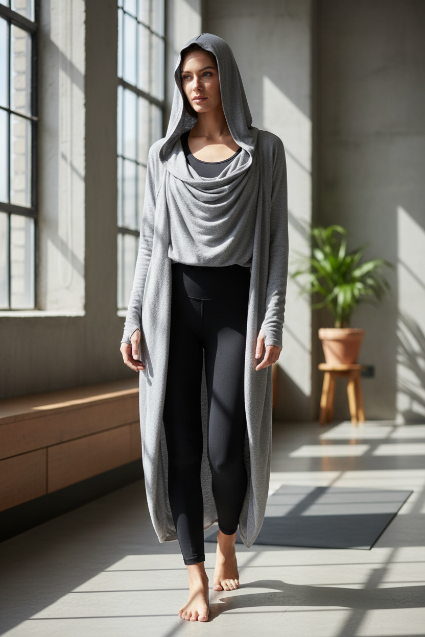 Athleta - Grey Drapey Hooded Sweater - Size S - in the studio, beautiful and hooded