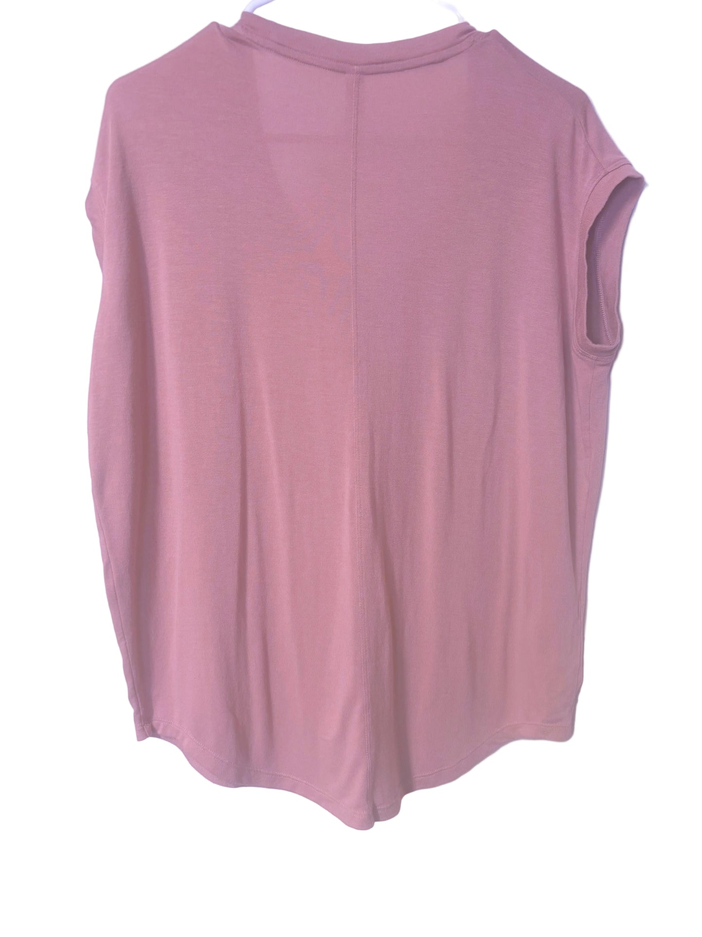 Athleta - Round Neck, Short Sleeve - Light Dusty Rose - Size S - Back view - muscle tank