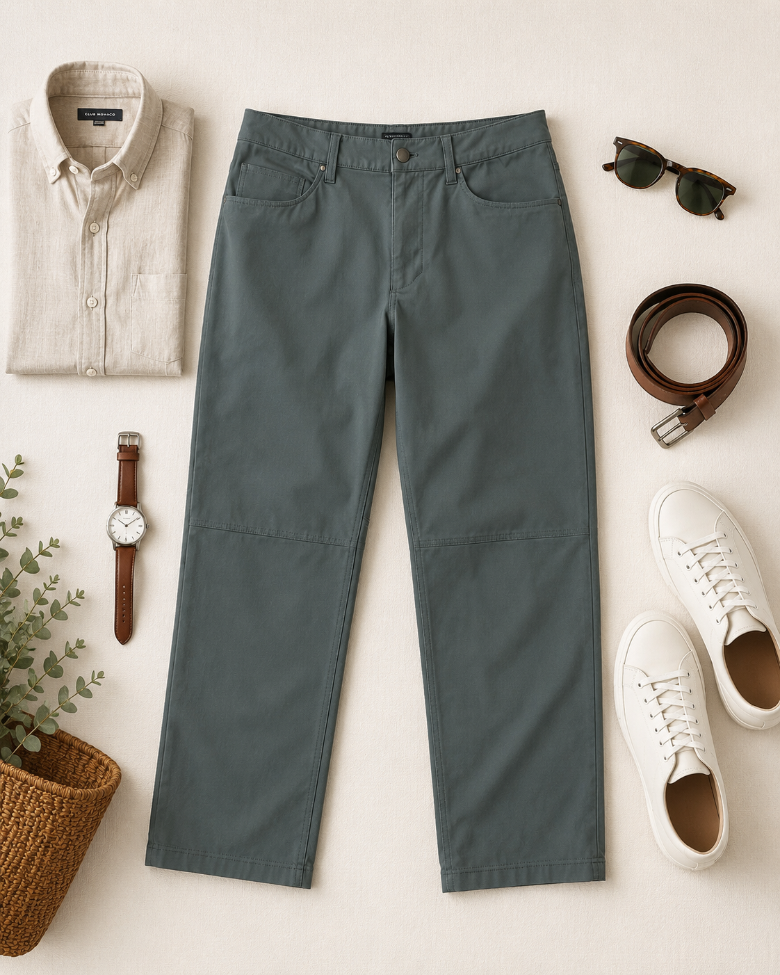 lululemon men’s ABC pants in olive green with tailored casual straight leg fit