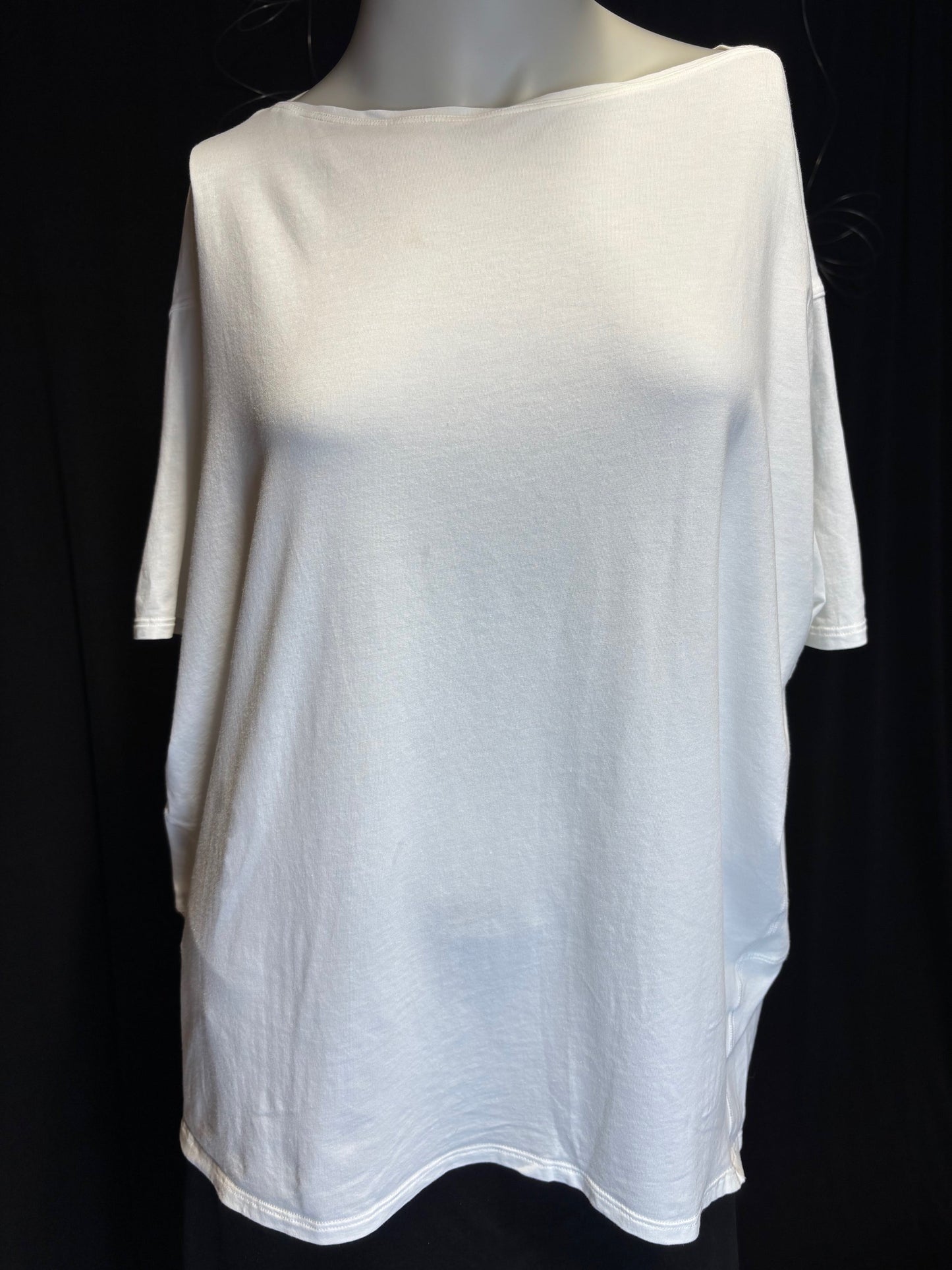 white lululemon Wildflower Flow t-shirt Size S-showing fabric quality and fit, front view-Boatneck