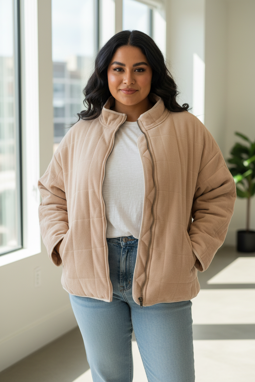 Unbranded - Tan Quilted Coat - Size XL - warm coat so comfy and warm