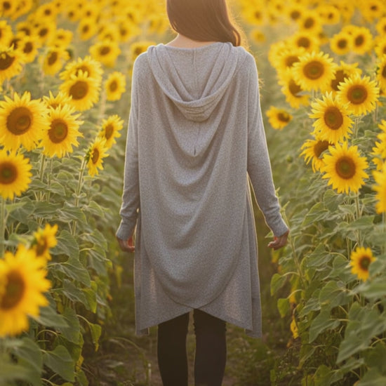 Athleta - Grey Drapey Hooded Sweater - Size S  living the dream in sunflower fields. Beautiful Drape