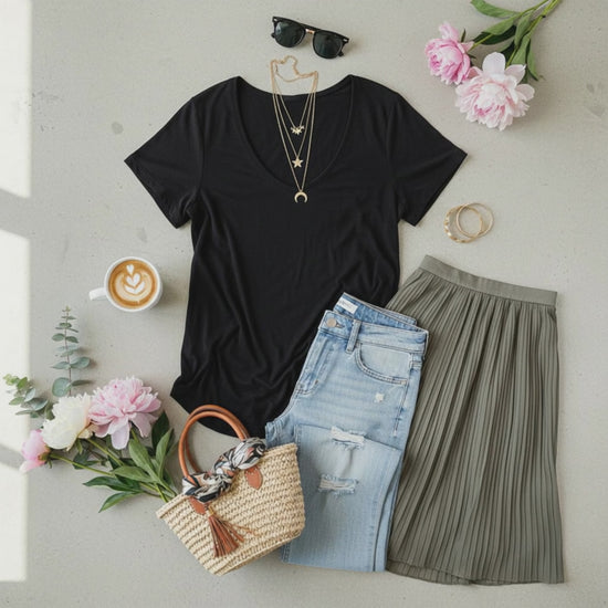 24/7 Maurices - Black Short Sleeve T-Shirt - Size L - Pixie Dust to make you beautiful!