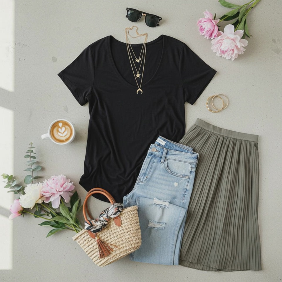 24/7 Maurices - Black Short Sleeve T-Shirt - Size L - Pixie Dust to make you beautiful!