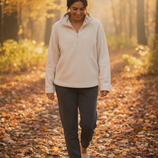 lululemon - Ivory Cozy Micro-Fleece 1/2 Zip Hoodie - Size 8 - creates ease and great feelings