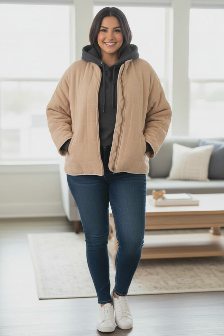 Unbranded - Tan Quilted Coat - Size XL - for warmth and great style