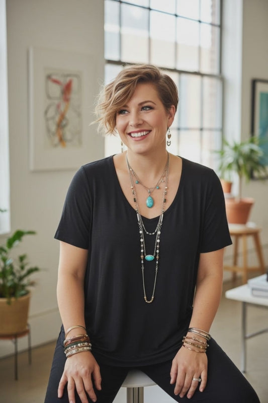 24/7 Maurices - Black Short Sleeve T-Shirt - Size L