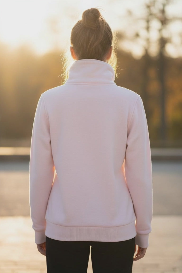 Fresh morning ease with the Wanakome - Powder Pink - Asymetrical Zip Jacket
