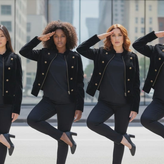 Apartment 9 - Black Velvet Military Bomber Jacket Size 8 - Inspired exactness