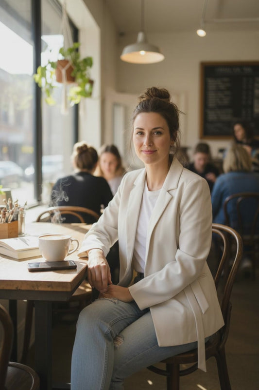 Spanx - Ivory Blazer Jacket with Side Tie - Size XS - casual - open Front