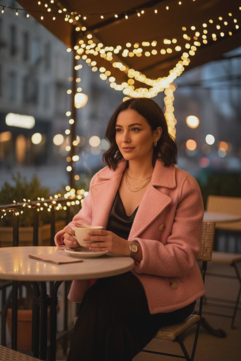 Sundance - Pink Textured Peacoat - Limited Edition Artisan Collector's Piece - Style and confidence