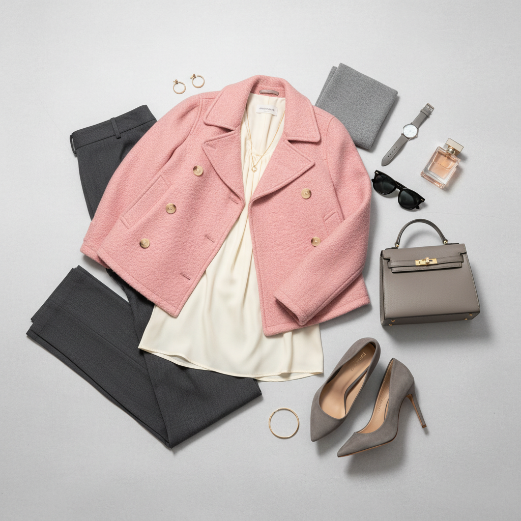 Sophisticated Pink and Grey Flat Lay