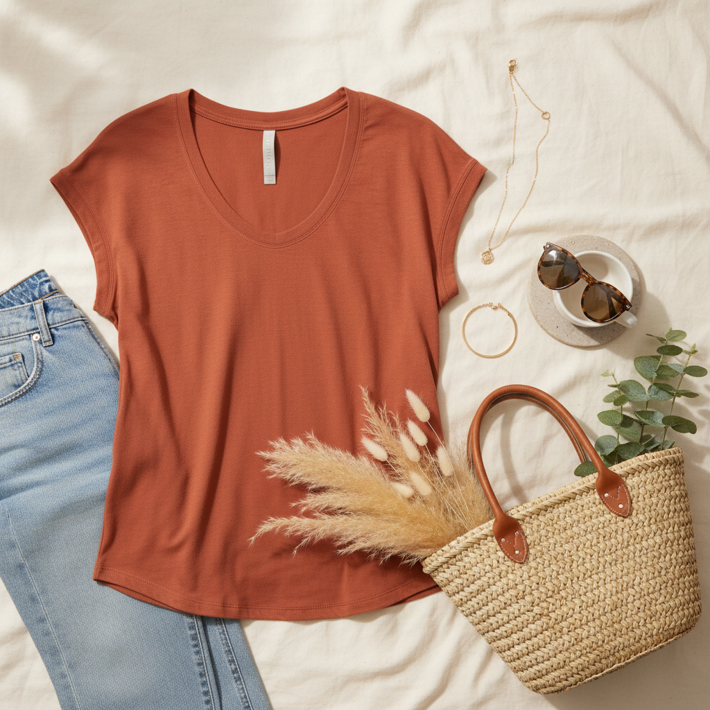 Terracotta Tee Flat Lay Styling