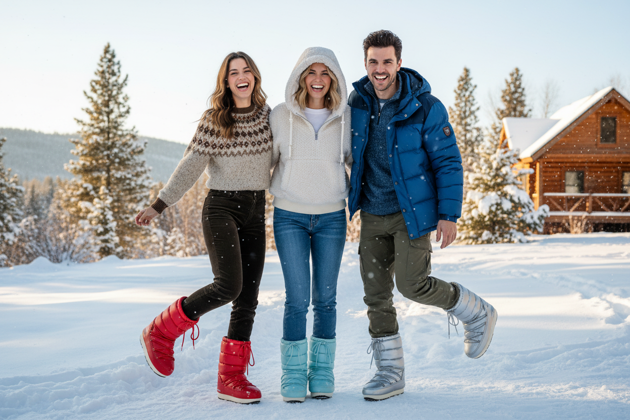 lululemon - Plush Sherpa 1/2 Zip Pullover Hoodie - Size 10 - Ivory Three friends in moon boots with ivory sherpa hoodie